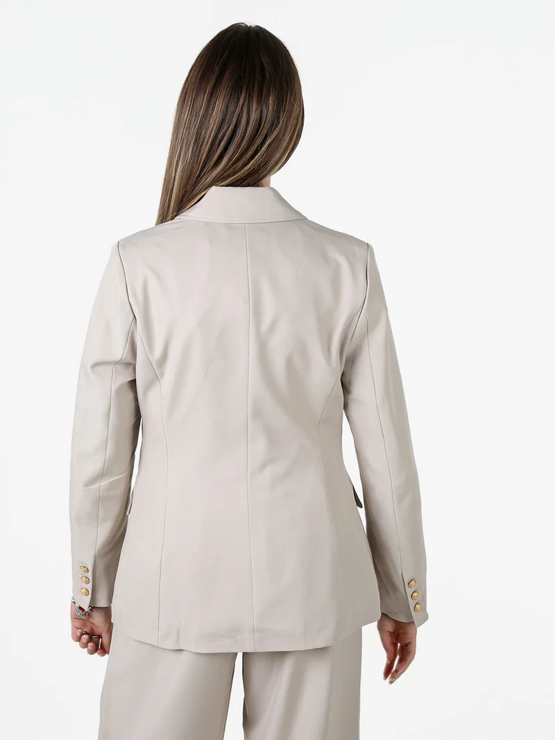 Blazer donna a doppiopetto con bottoni dorati - beige