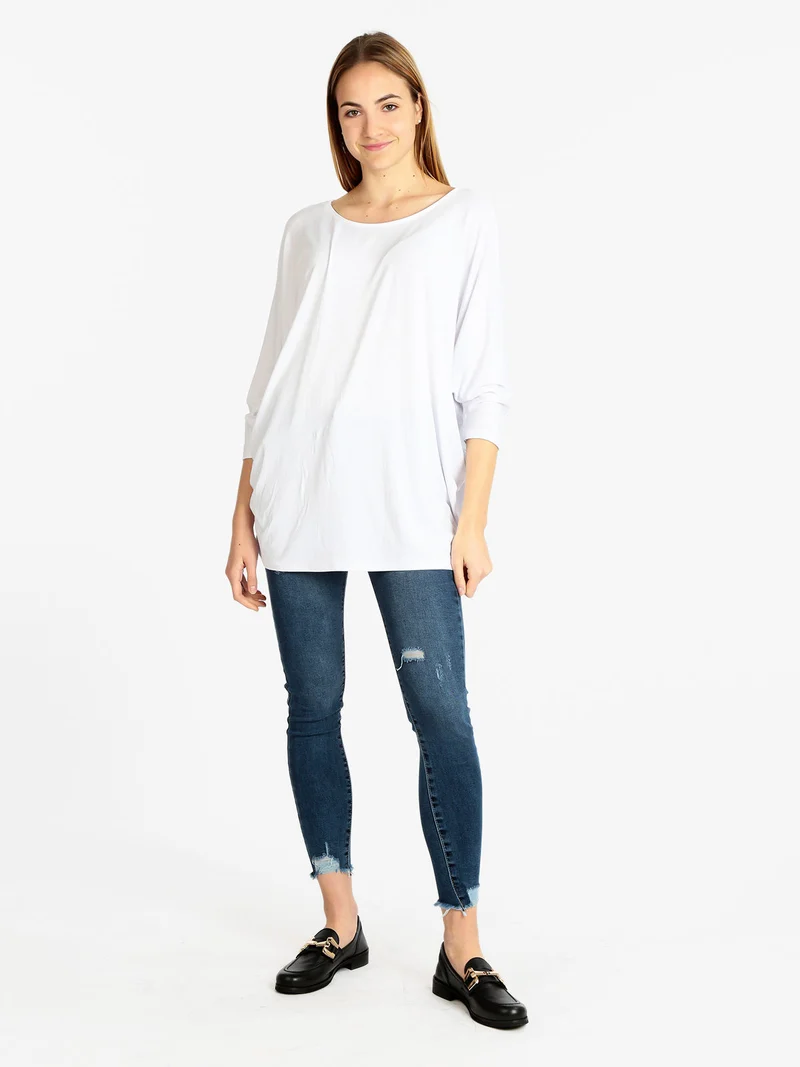 T-shirt donna manica a pipistrello - bianco