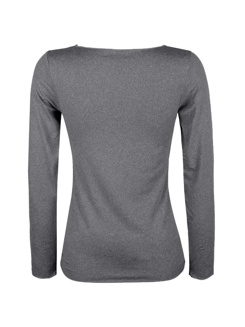 Maglia donna in microfibra con scollo a barca - antracite