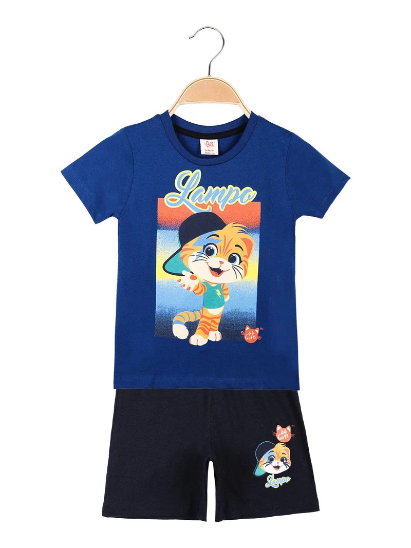 Completo corto bambino con stampa - blu scuro