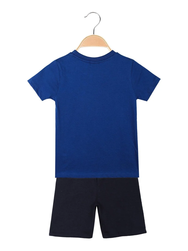 Completo corto bambino con stampa - blu scuro
