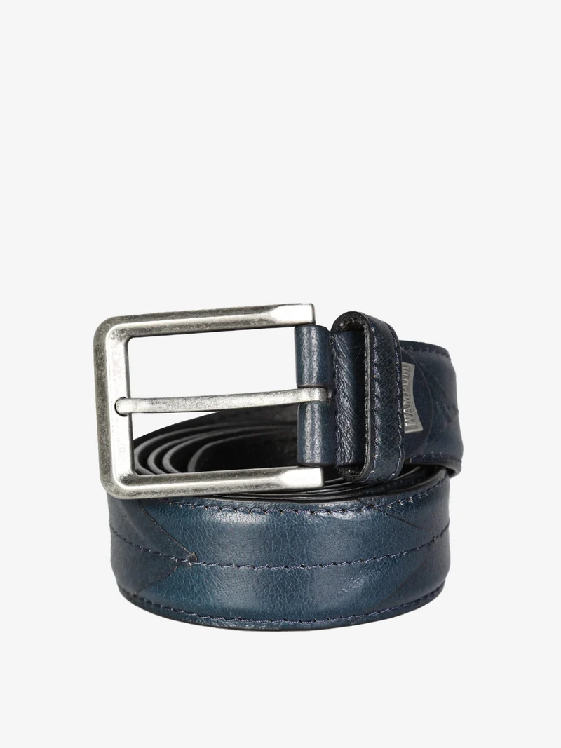 Cintura in pelle da uomo regolabile - blu scuro