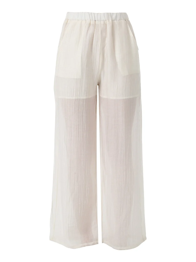 Pantaloni donna leggeri a gamba larga - bianco