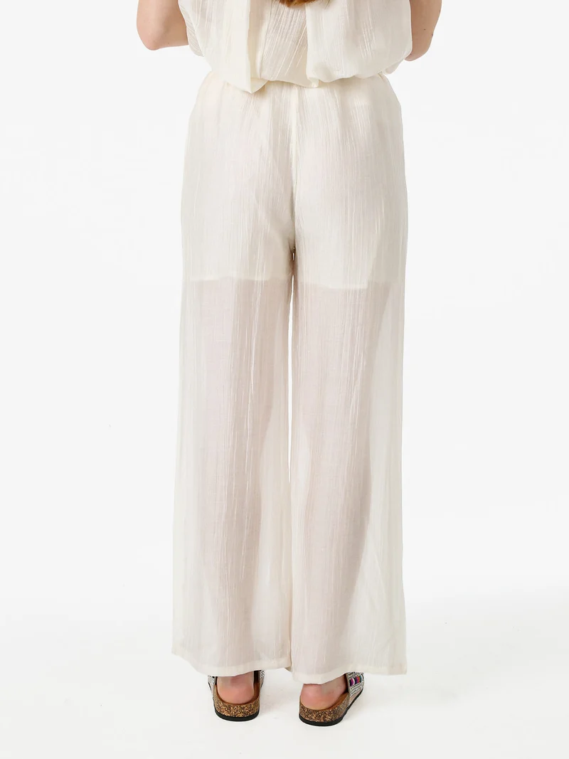 Pantaloni donna leggeri a gamba larga - bianco
