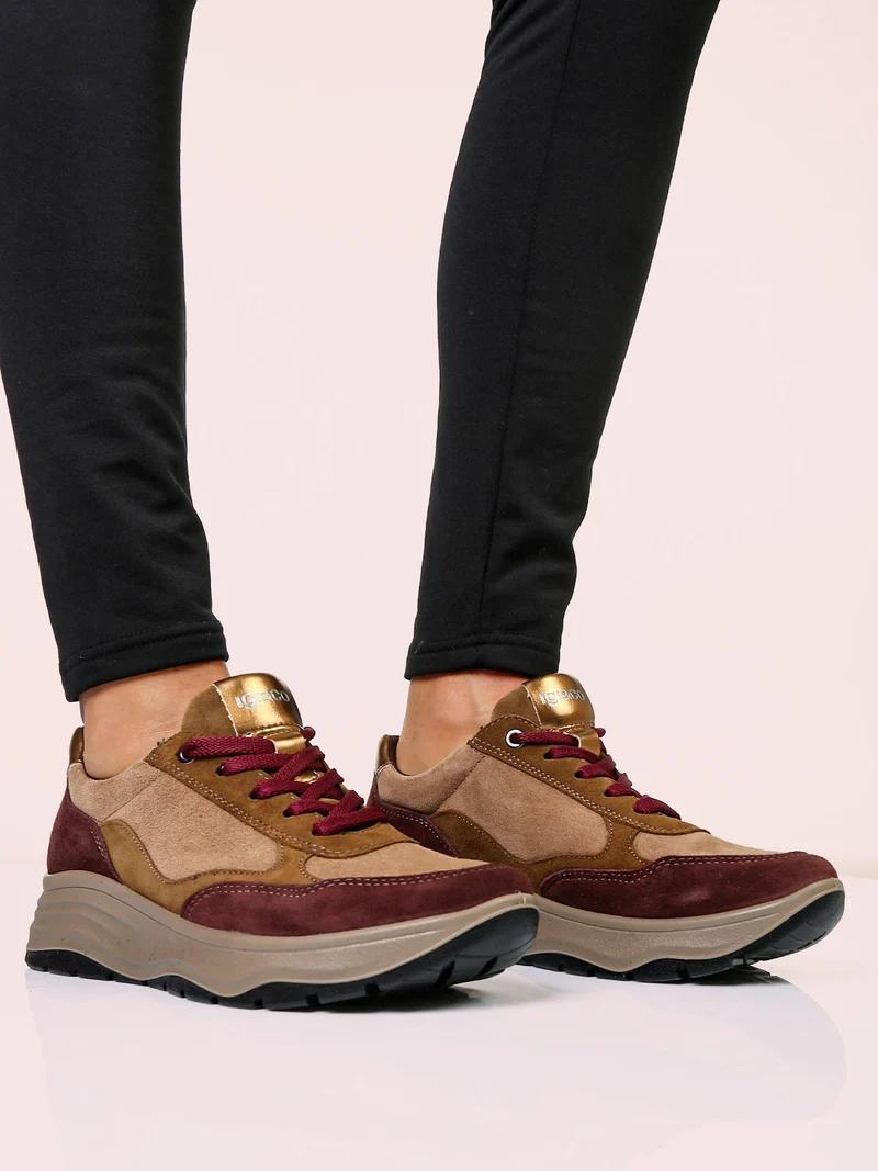 Sneakers donna in pelle scamosciata - multicolore
