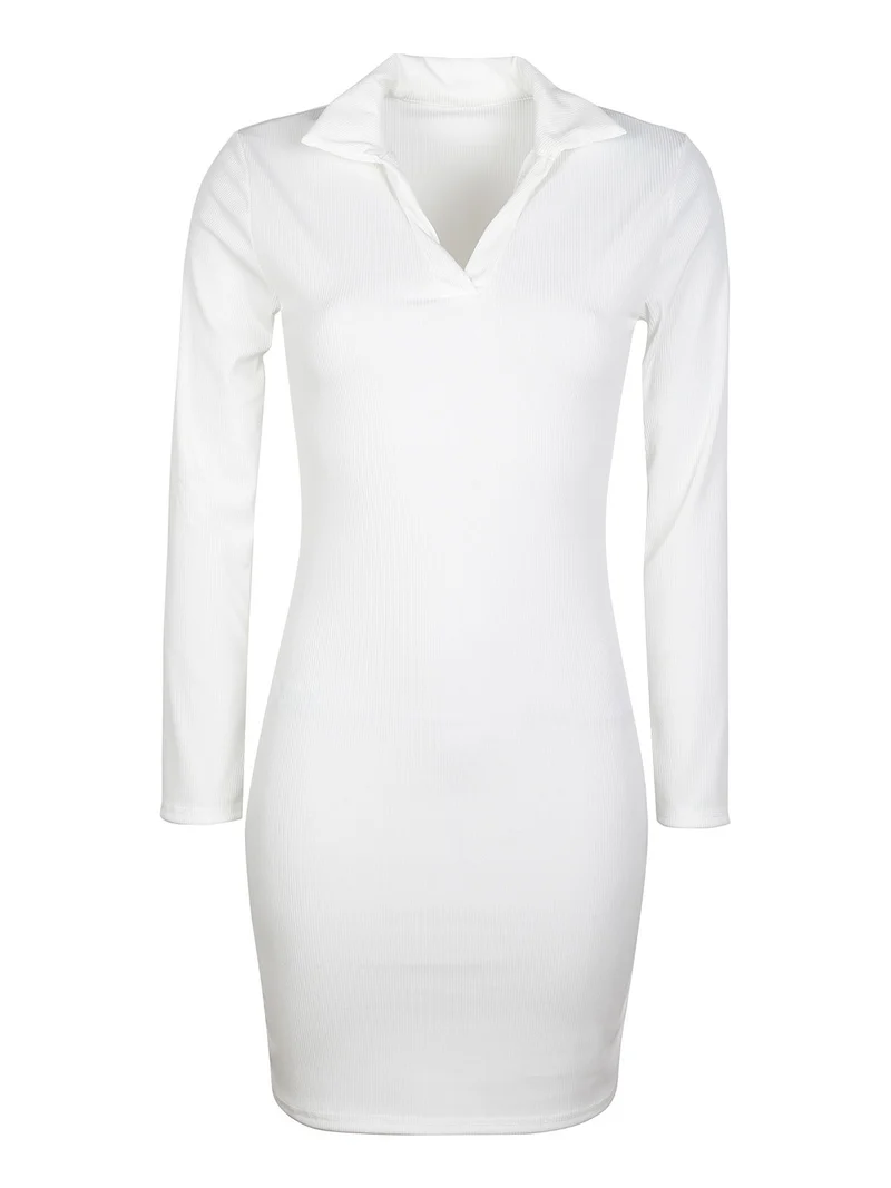 Vestito donna con colletto - bianco