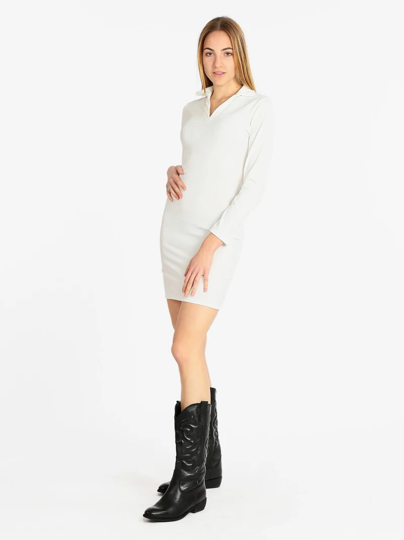 Vestito donna con colletto - bianco