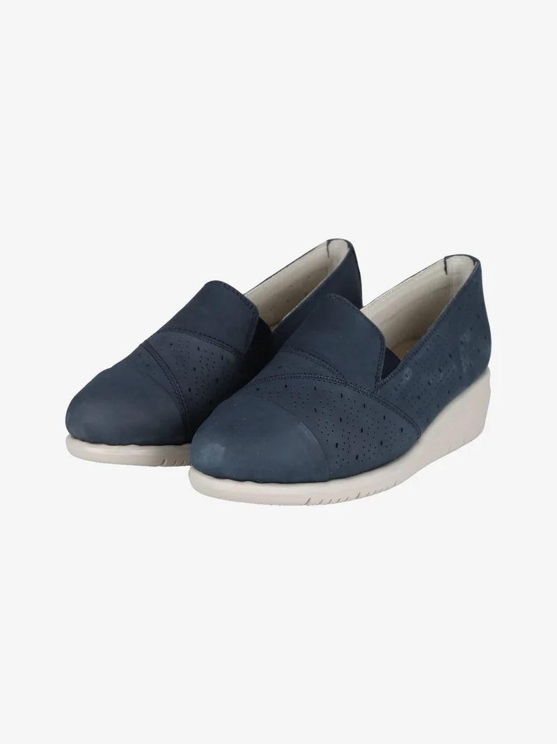 Mocassini in pelle traforata donna - blu scuro