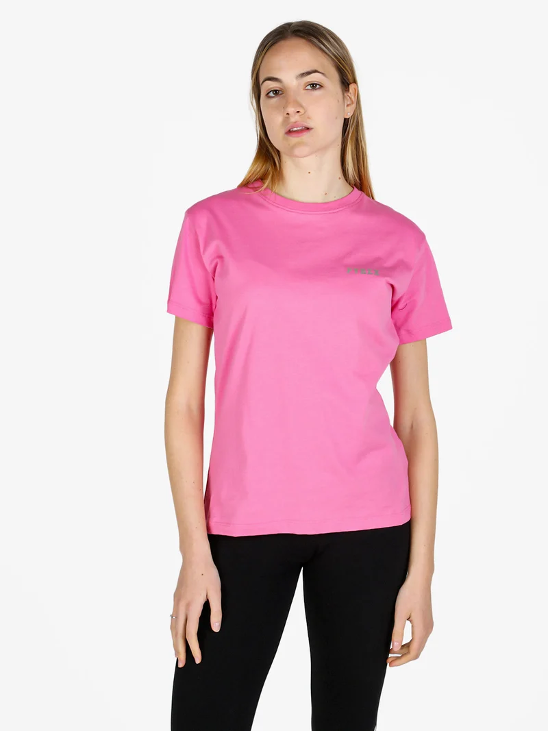 T-shirt donna in cotone con logo - fucsia