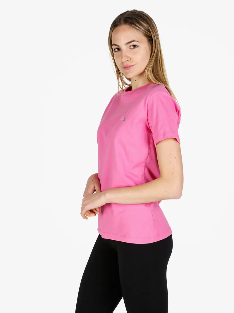 T-shirt donna in cotone con logo - fucsia