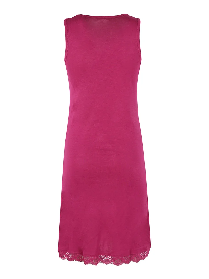 Camicia da notte senza maniche con pizzo - fucsia