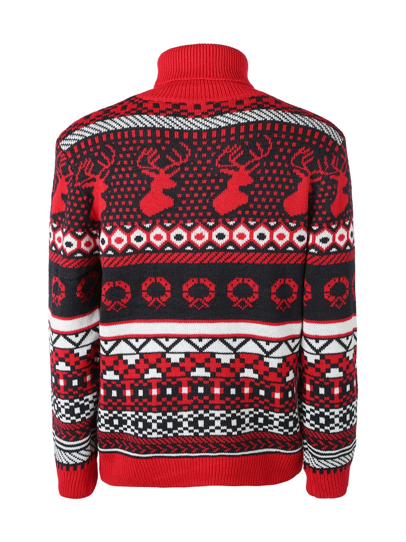 Maglione dolcevita natalizio da uomo - rosso