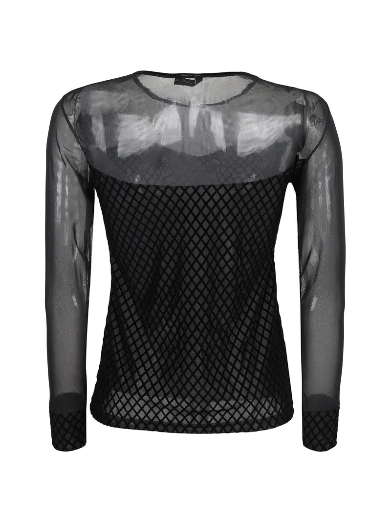 Maglia in tulle e velluto - nero