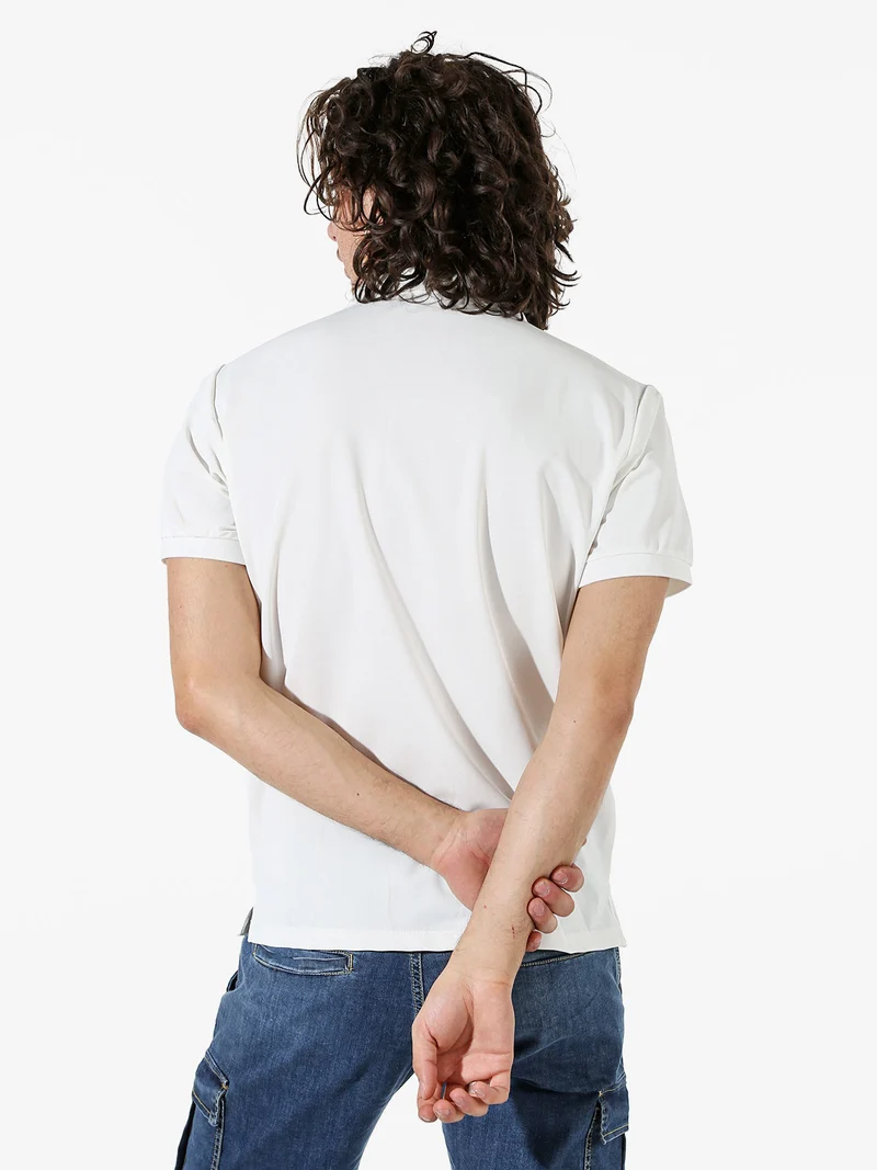 Polo da uomo a maniche corte in tessuto tecnico - bianco