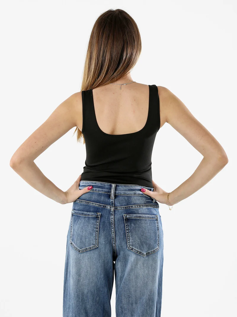 Top body donna senza maniche sgambato - nero