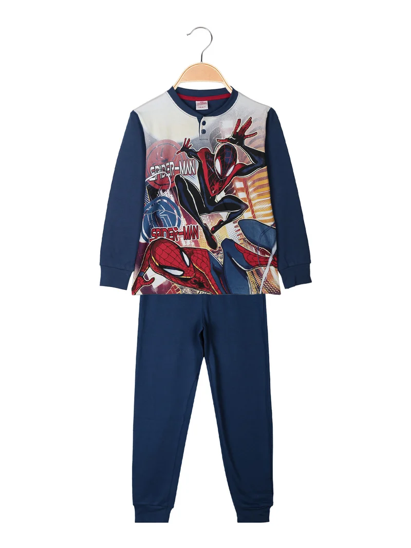 Pigiama lungo da bambino in cotone interlock - blu