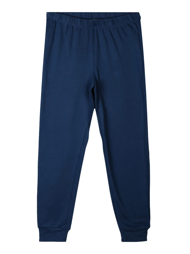 Pigiama lungo da bambino in cotone interlock - blu