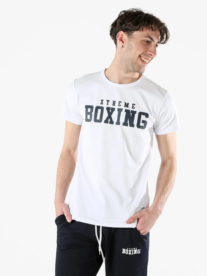 T-shirt girocollo da uomo in cotone con logo - bianco