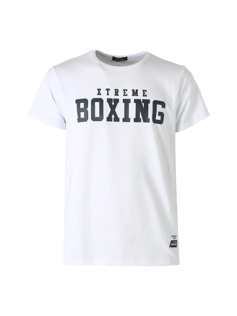T-shirt girocollo da uomo in cotone con logo - bianco