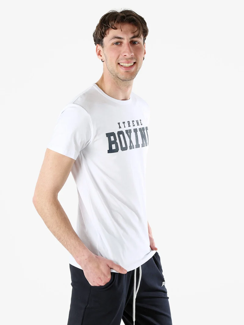 T-shirt girocollo da uomo in cotone con logo - bianco