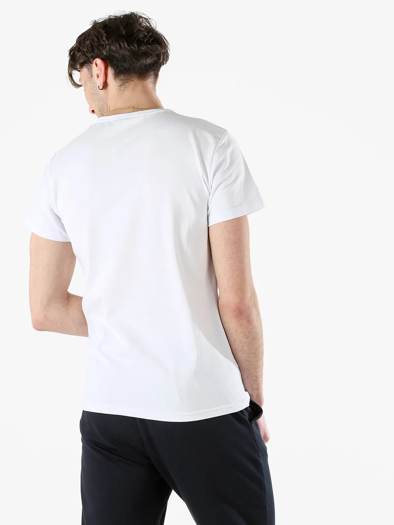 T-shirt girocollo da uomo in cotone con logo - bianco