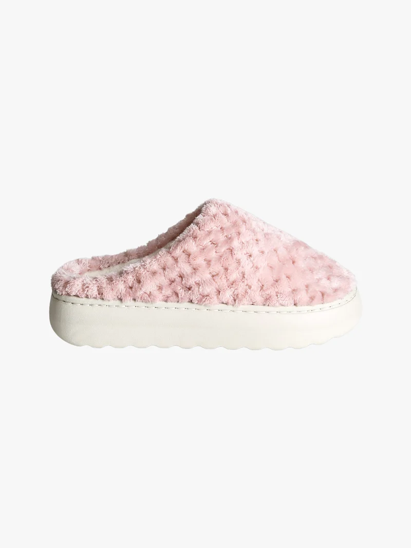 Pantofole donna peluche con platform - rosa