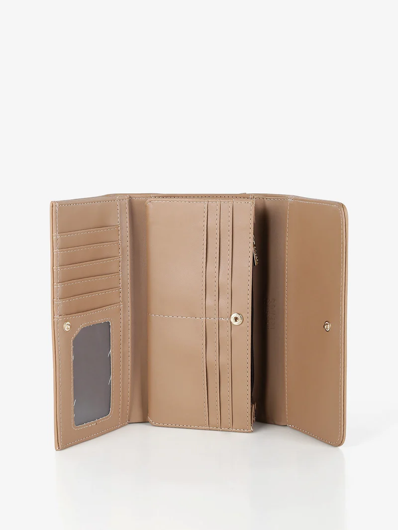 Portafoglio rettangolare donna con bottone - khaki