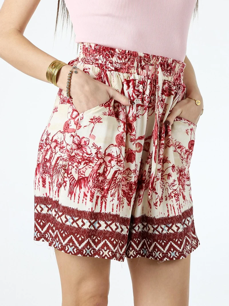 Shorts donna con stampe - rosso