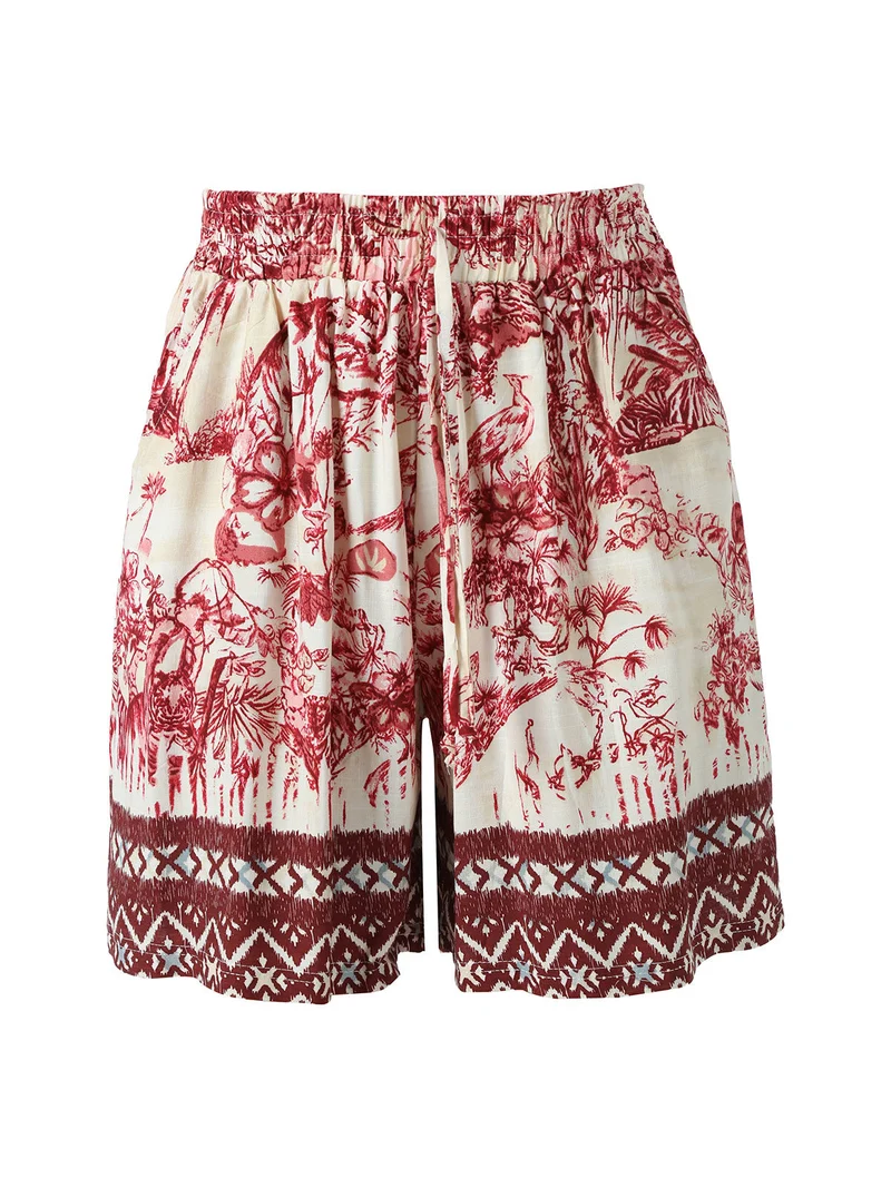 Shorts donna con stampe - rosso
