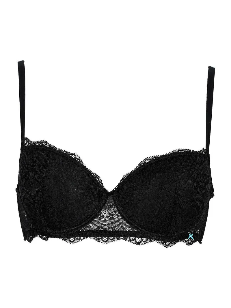 Balconette imbottita con pizzo WELL - nero