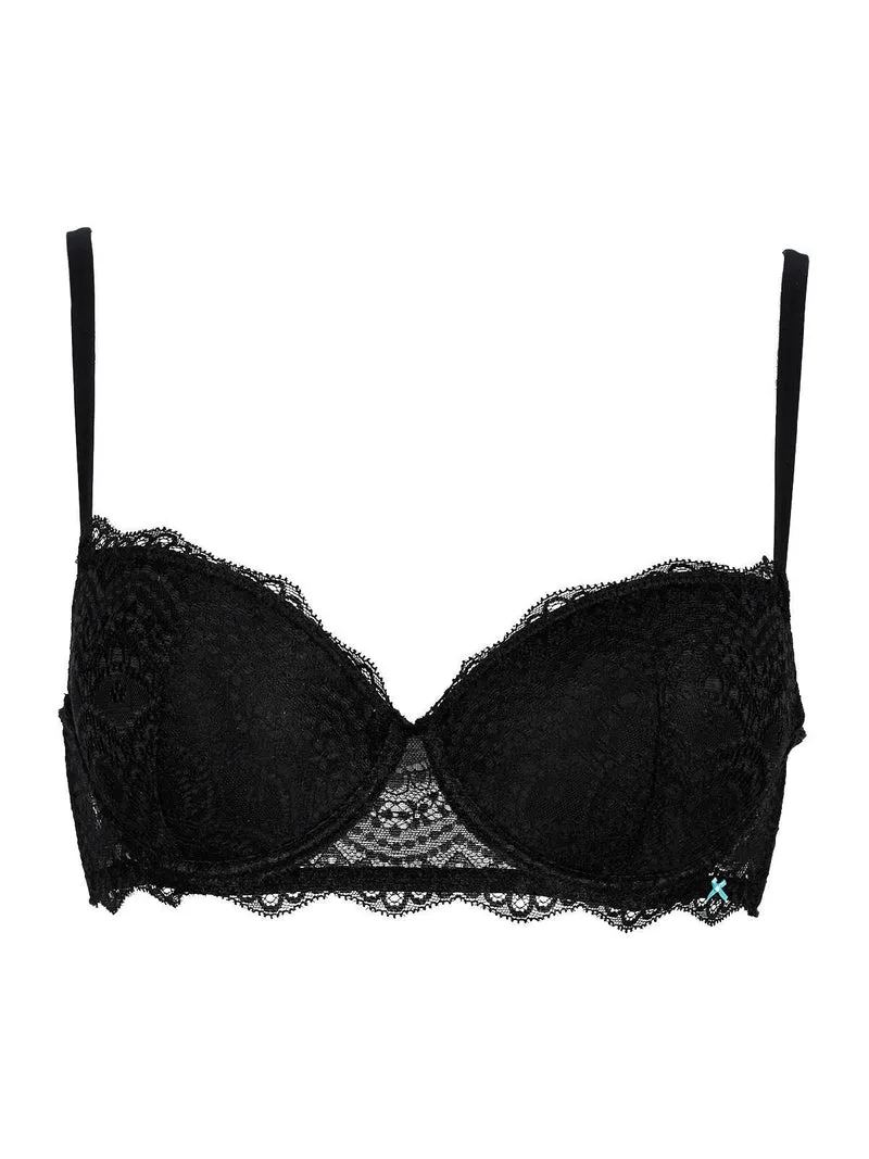 Balconette imbottita con pizzo WELL - nero