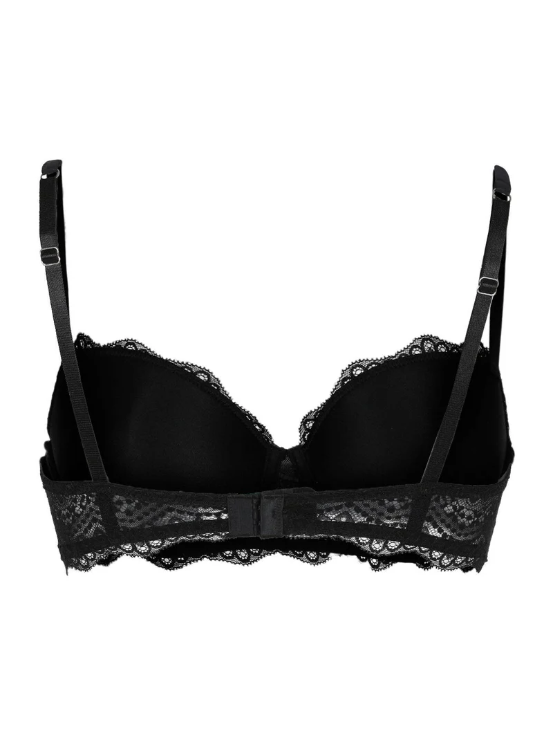 Balconette imbottita con pizzo WELL - nero