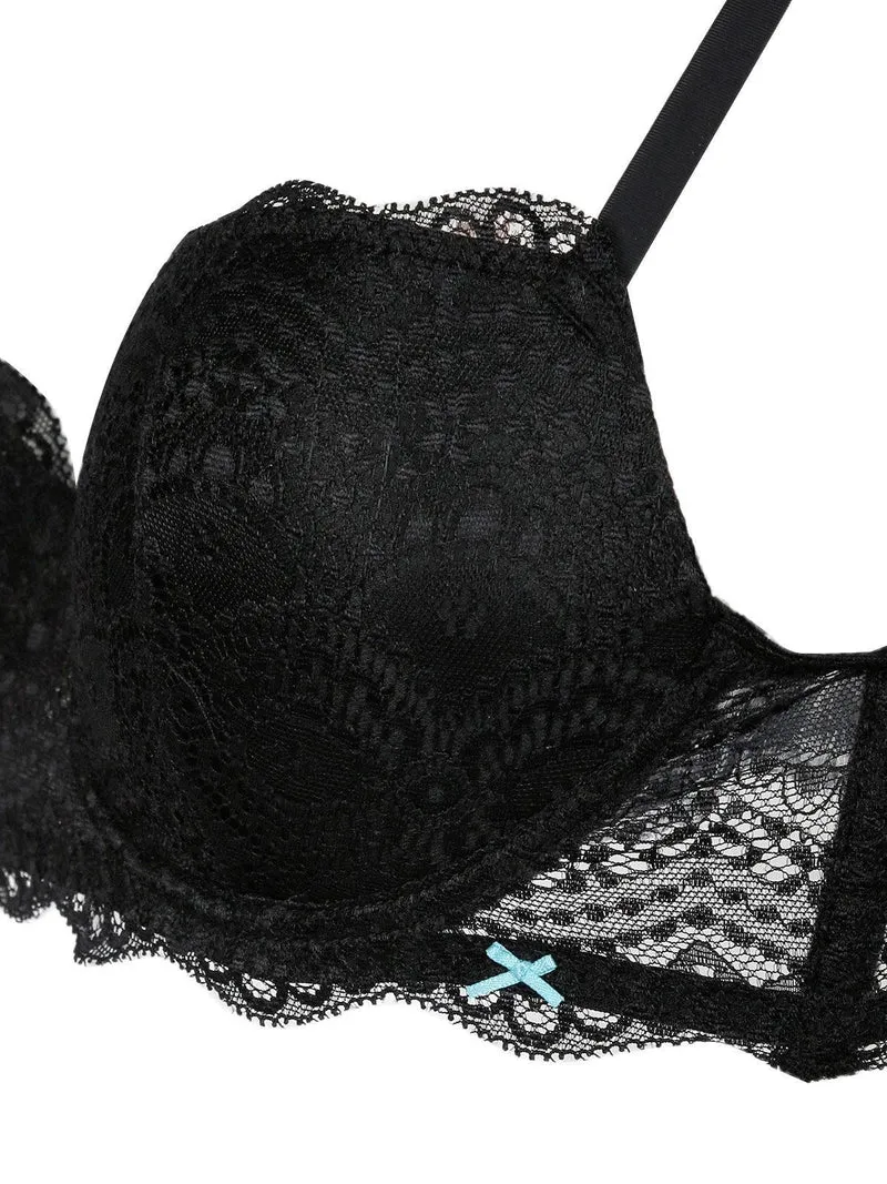 Balconette imbottita con pizzo WELL - nero
