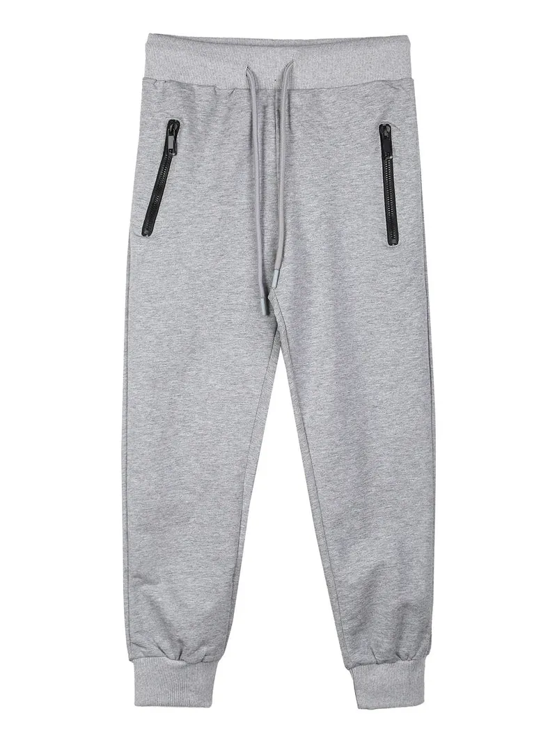 Pantaloni tuta da bambino con polsini e coulisse - grigio