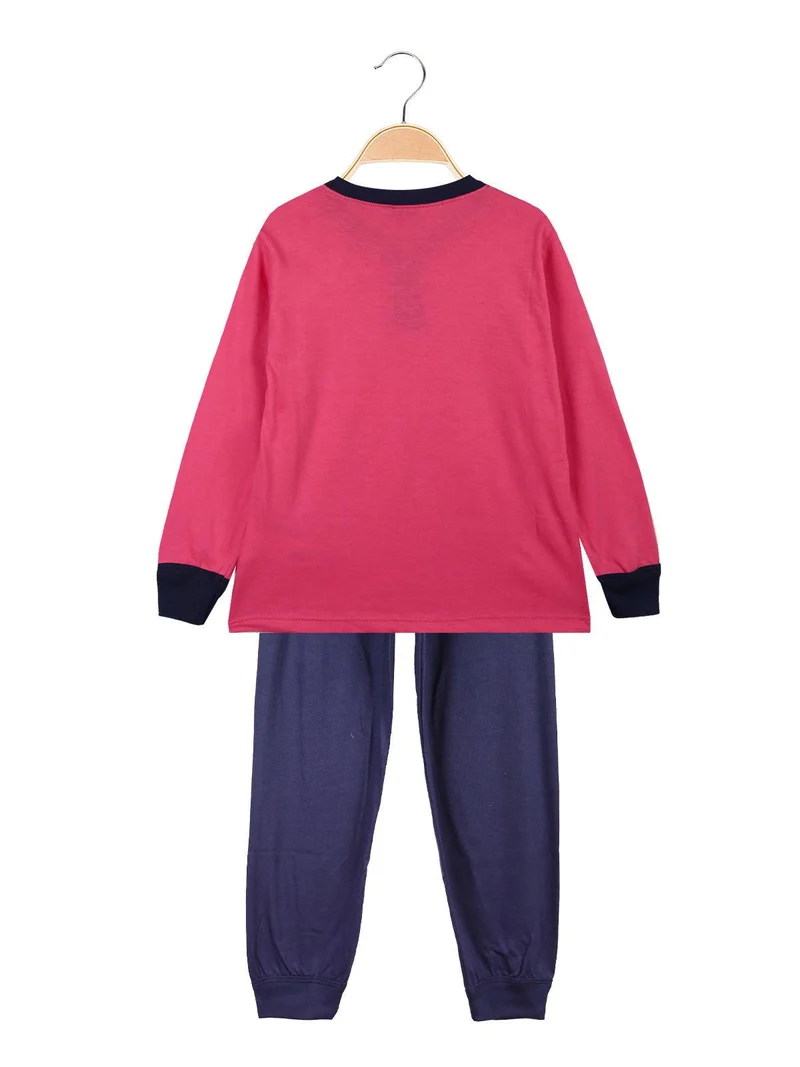Pigiama lungo bambina in cotone Anna E Elsa - fucsia