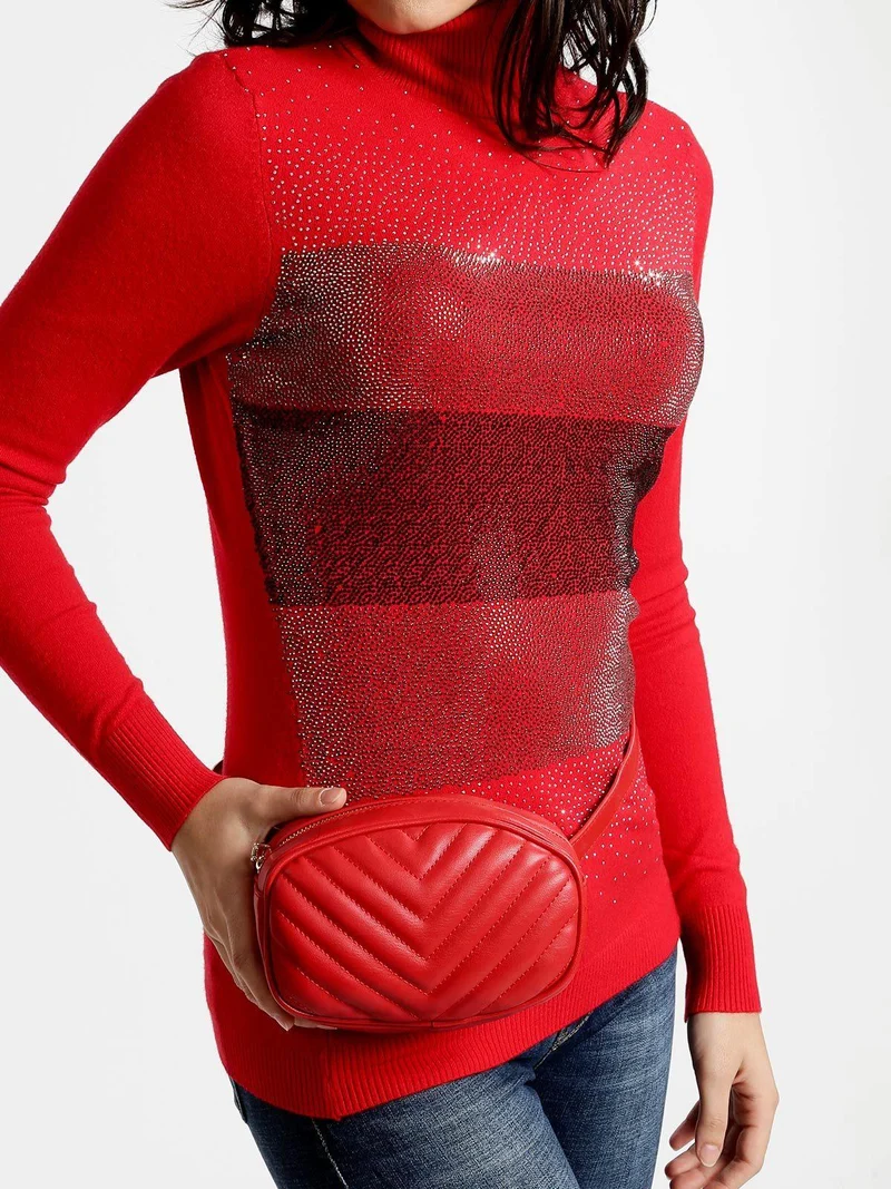 Marsupio trapuntato in ecopelle - rosso