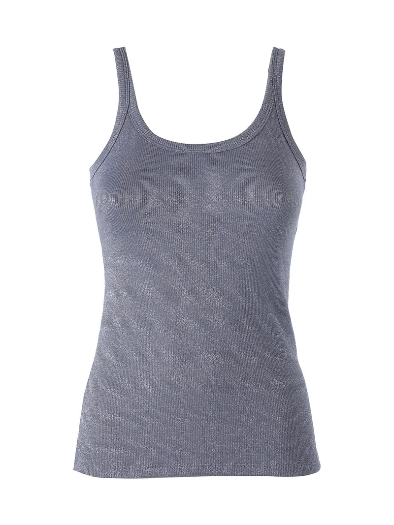 Canotta da donna in cotone lamé - blu