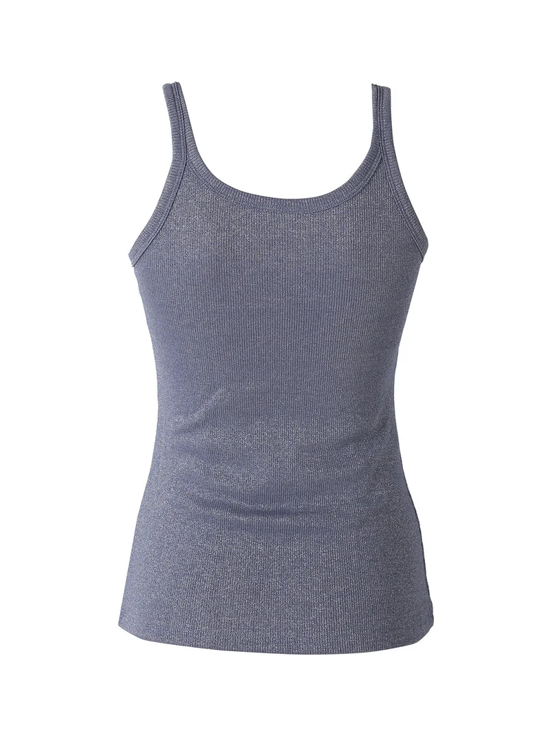 Canotta da donna in cotone lamé - blu
