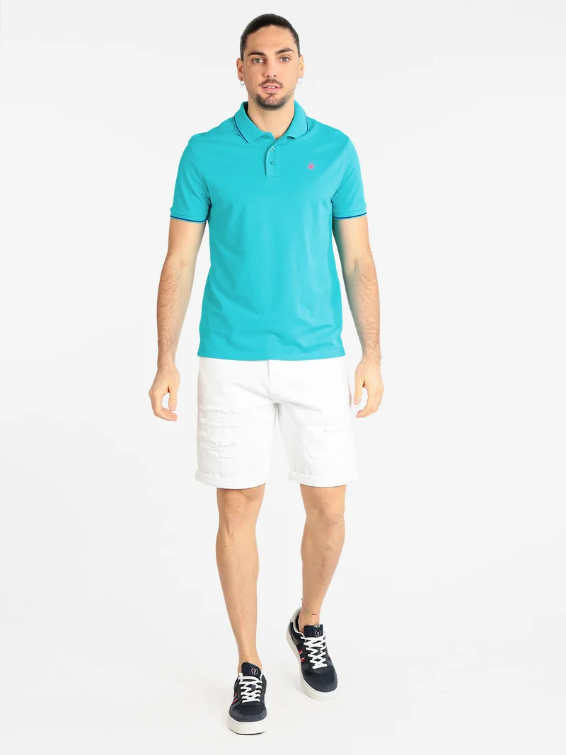 Bermuda in jeans con strappi da uomo - bianco
