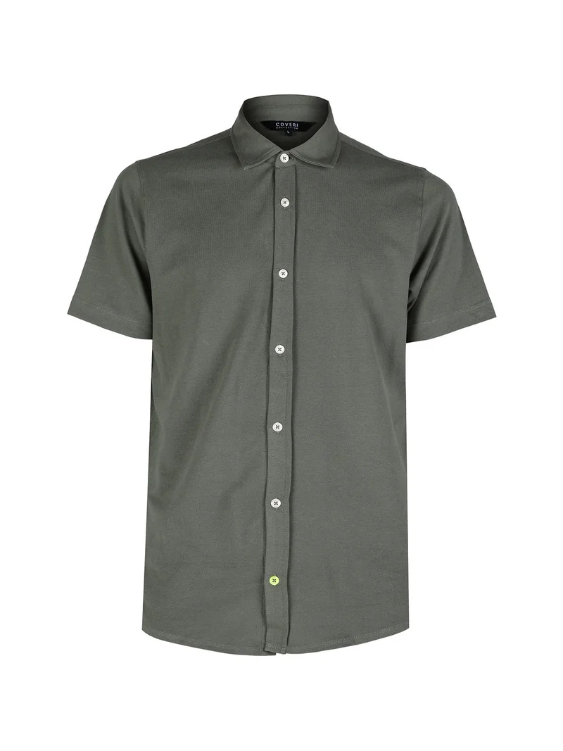 Camicia da uomo a maniche corte in cotone - militare