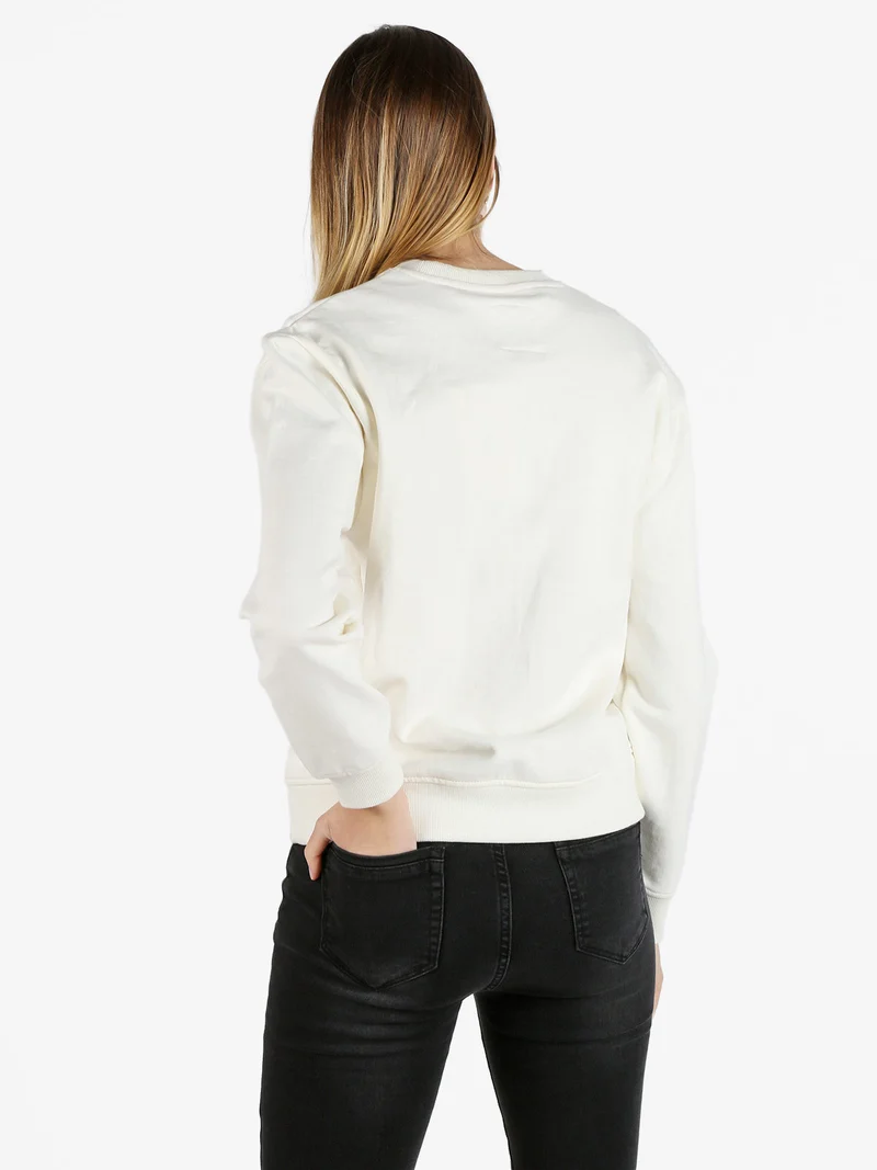 Felpa donna sportiva girocollo con scritta - bianco