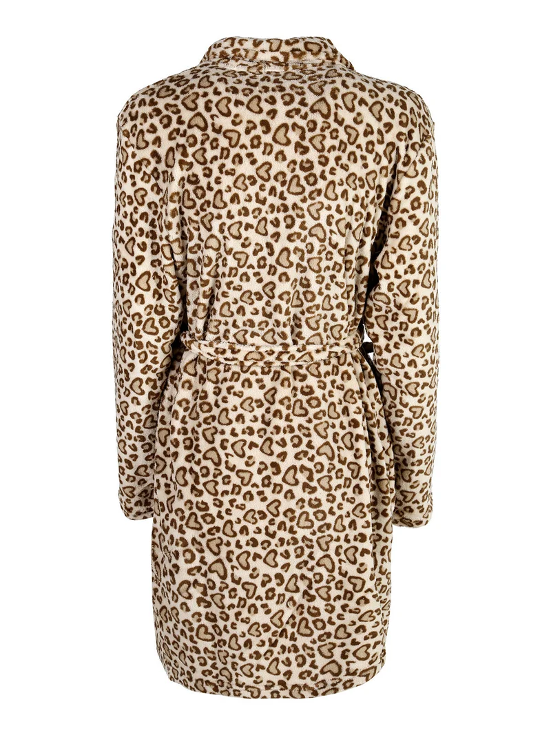 Vestaglia donna animalier in pile - marrone