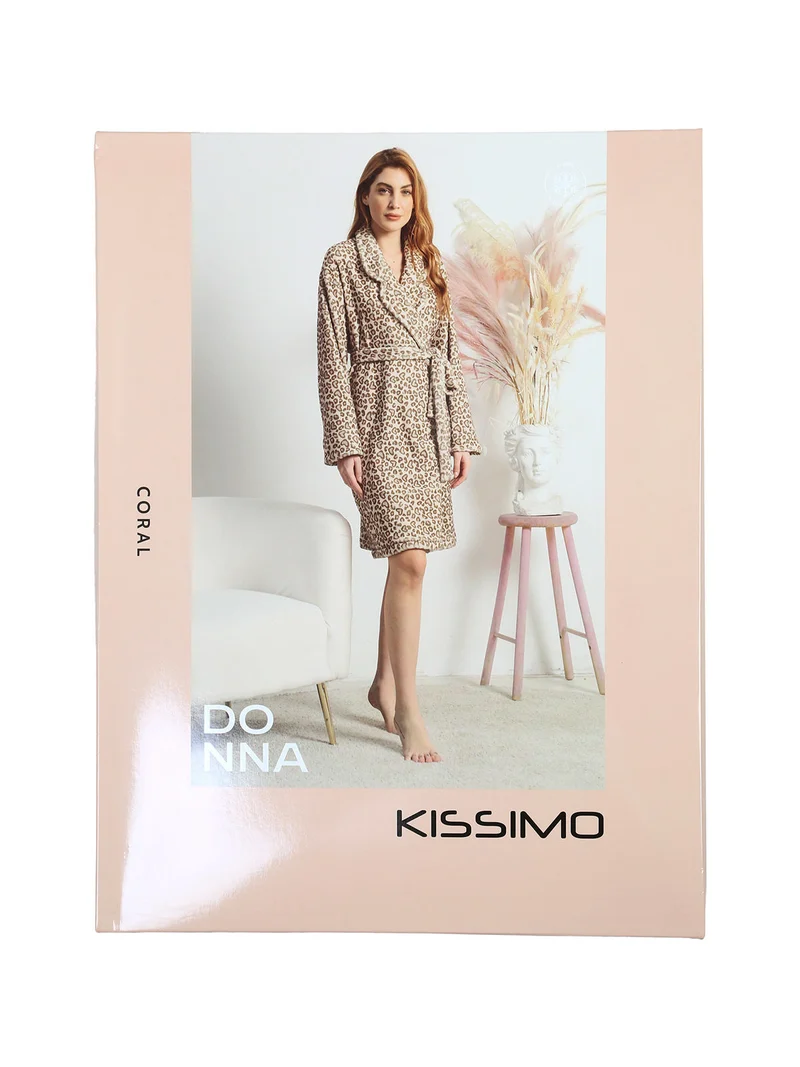 Vestaglia donna animalier in pile - marrone