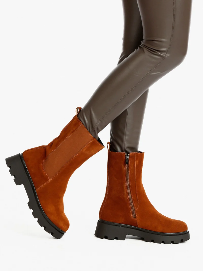 Stivaletti donna modello chelsea - cuoio