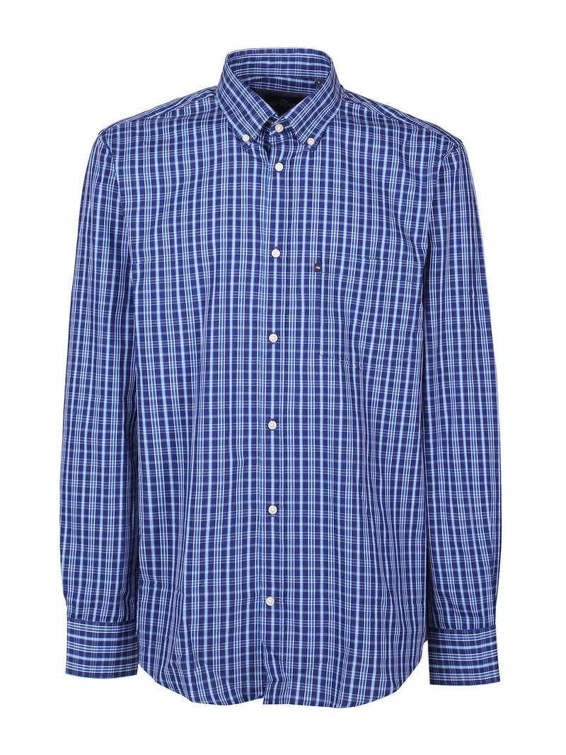 Camicia da uomo regular fit a fantasia - blu scuro