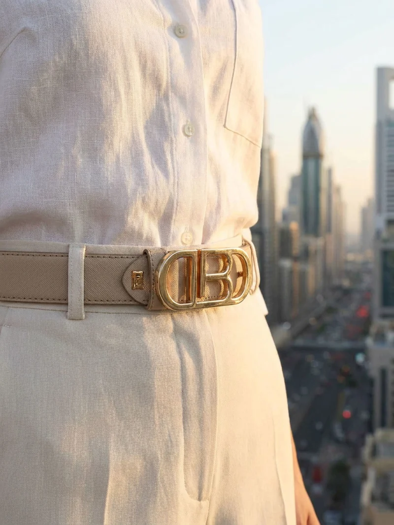 Cintura da donna con logo - sabbia