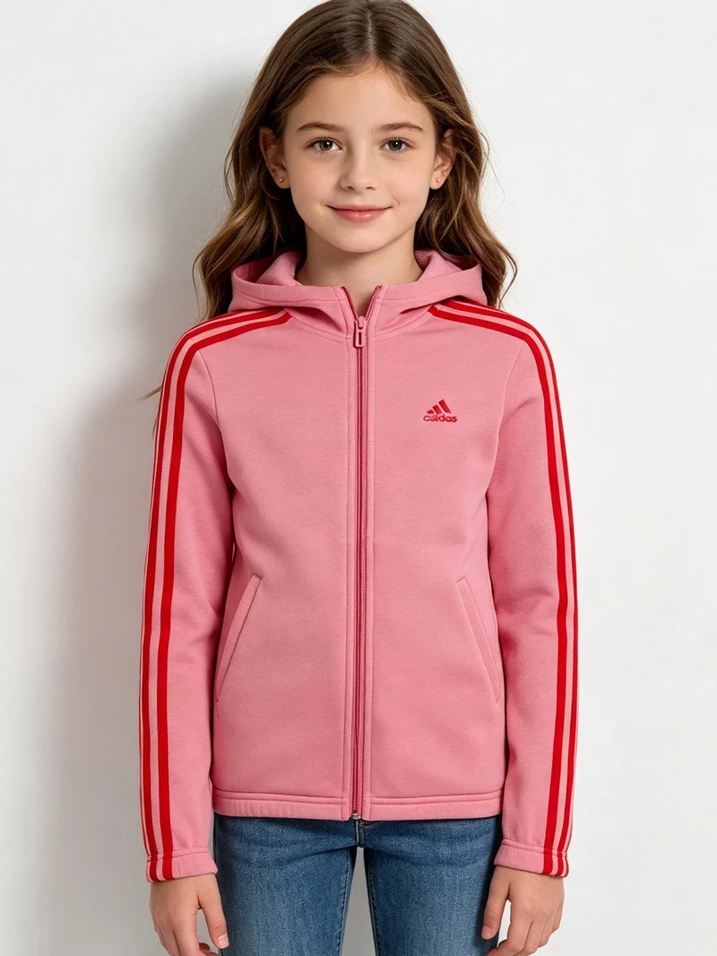 Felpa da bambina con cappuccio e zip - rosa