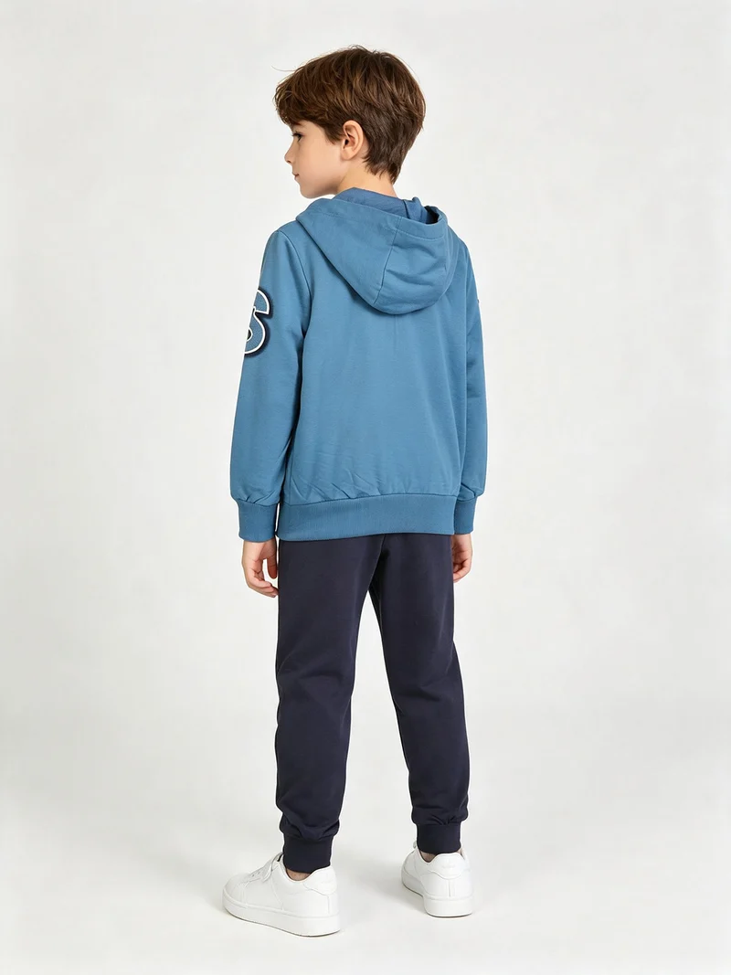 Completo tuta 3 pezzi da bambino con cappuccio e zip - blu