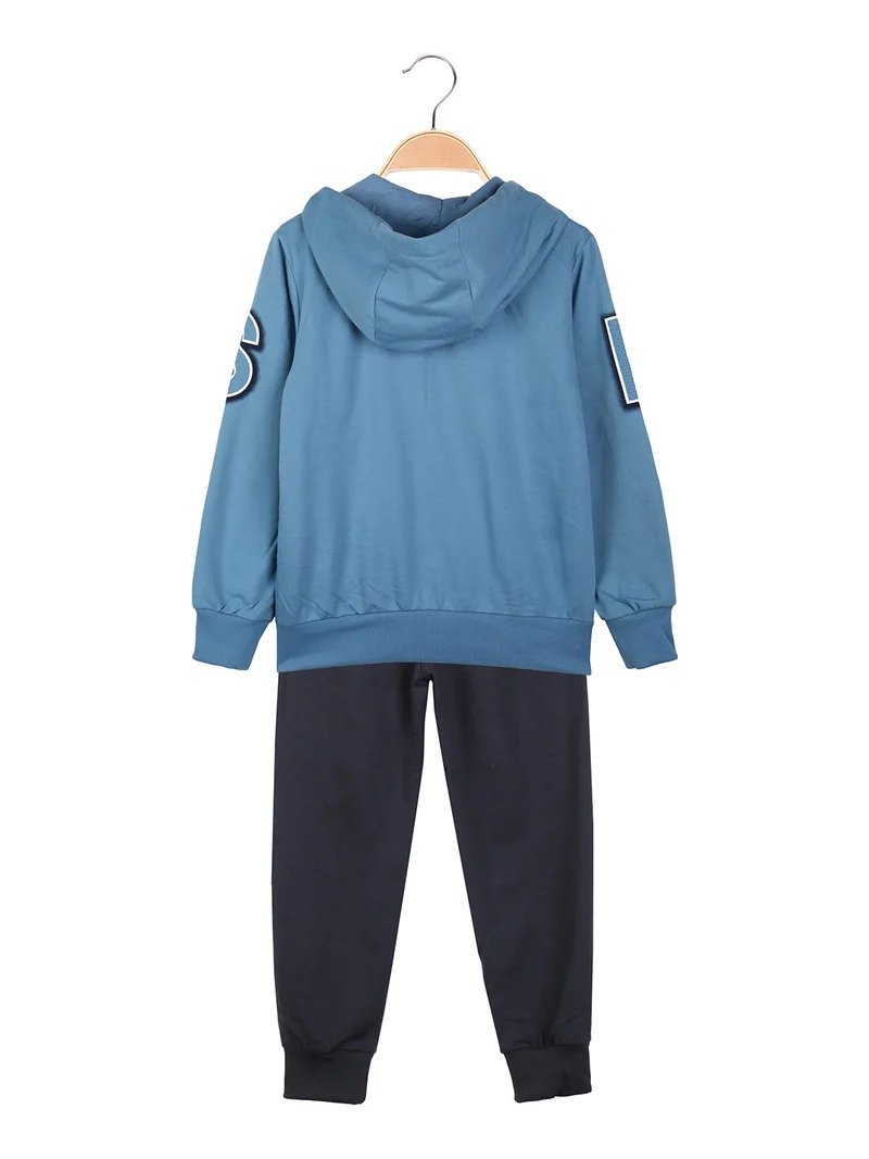 Completo tuta 3 pezzi da bambino con cappuccio e zip - blu