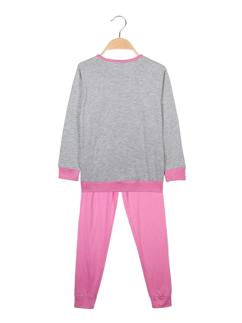 Pigiama lungo in cotone 2 pezzi - fucsia
